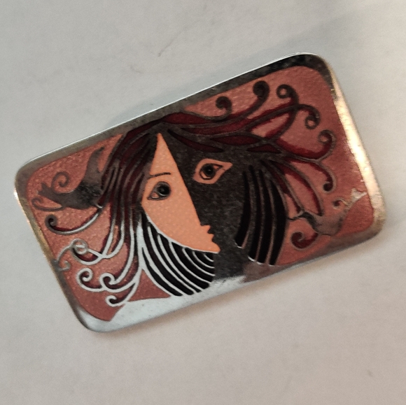 Vintage Art Nouveau Revival De Passille Sylvestre Enamel Brooch - Picture 9 of 11